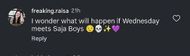 Fan comment on Instagram post
